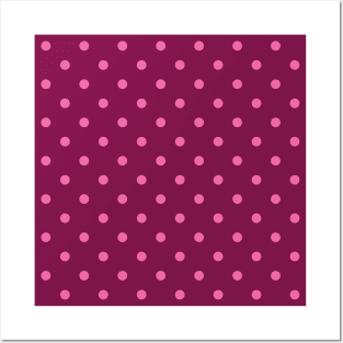 Retro pink polka dots Valentine's burgundy pattern Posters and Art